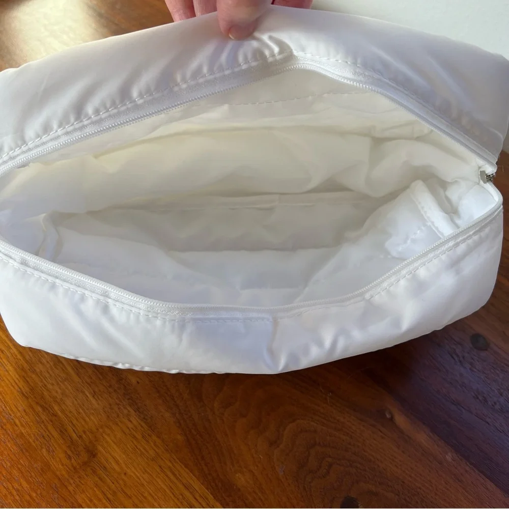 White Puffer Quilted Cosmetic Bag